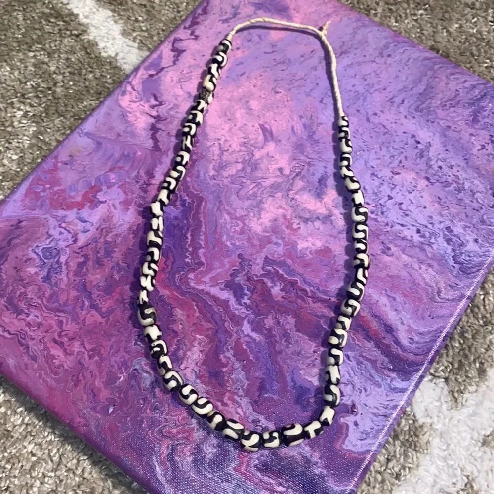 Handmade Kenya Batik Bone Beaded Necklace